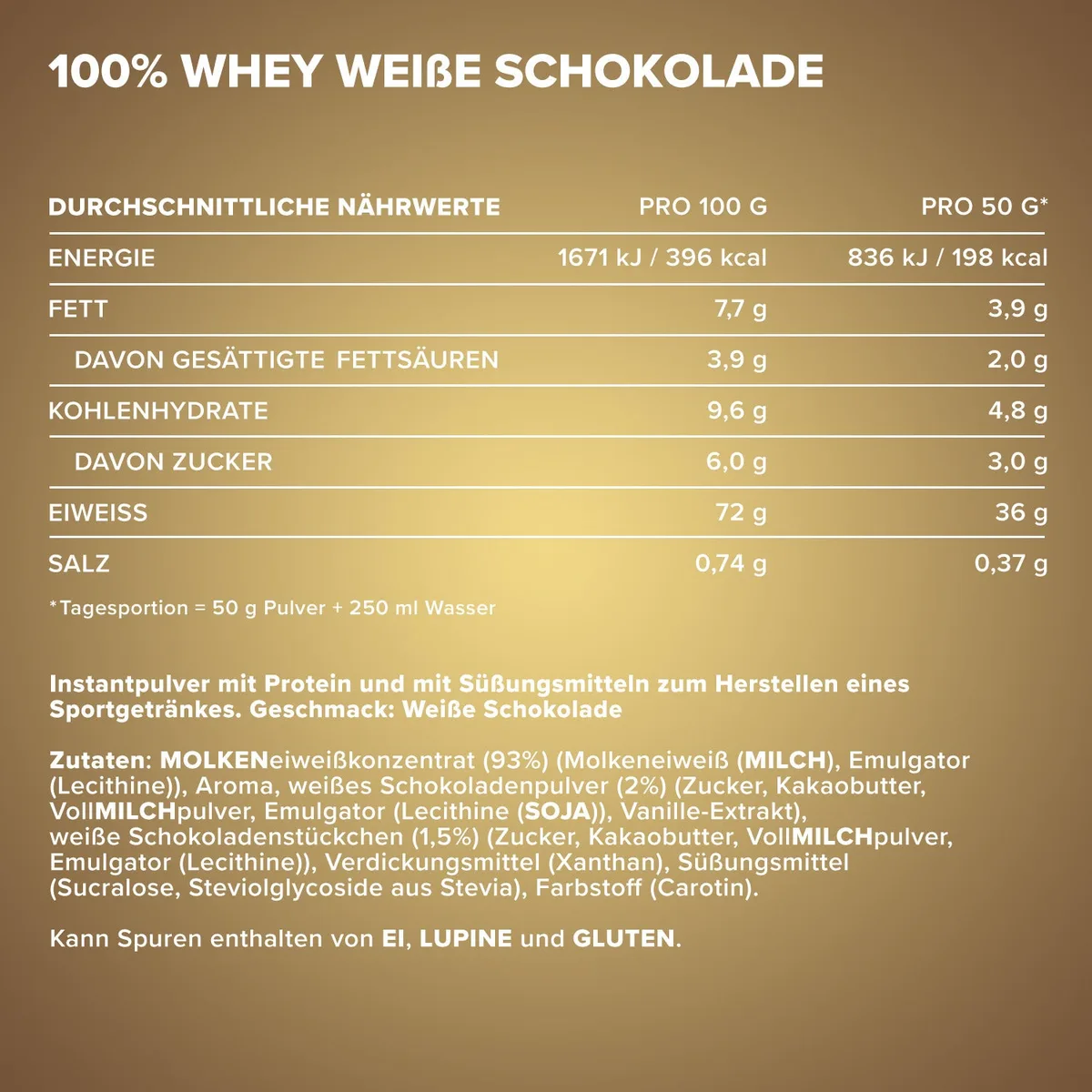 100% Whey Protein (900g) - Weiße Schokolade – Bild 4