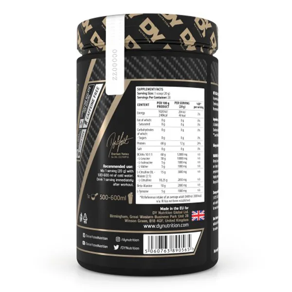Dorian Yates DY Nutrition HIT BCAA 10:1:1 + Citrullin 400g – Bild 2