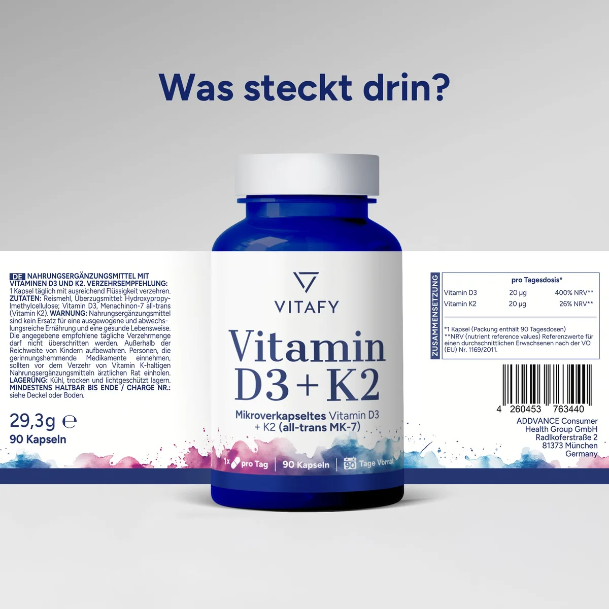 Vitamin D3+K2 (90 Kapseln) – Bild 6