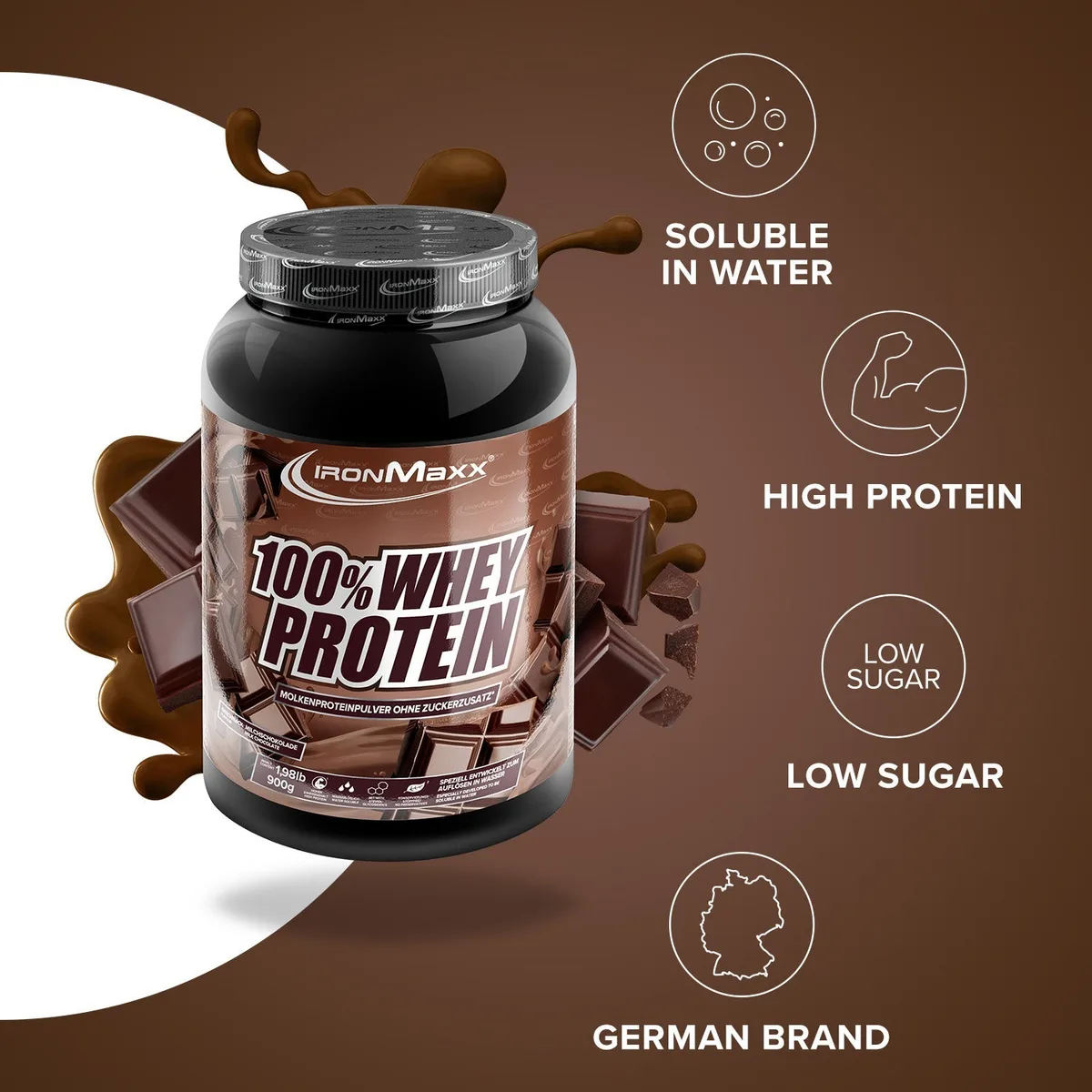 100% Whey Protein (900g) - Milchschokolade – Bild 7