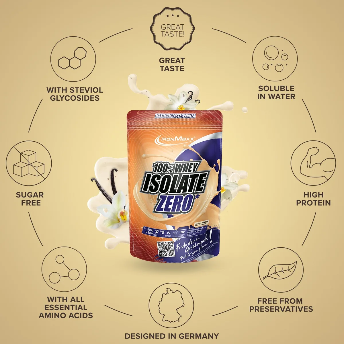 100% Whey Isolate ZERO (400g) - Vanille – Bild 5