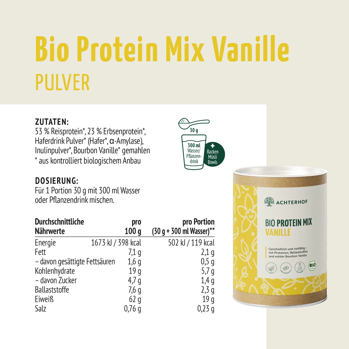 Bio Protein Mix Vanille (330g) – Bild 7