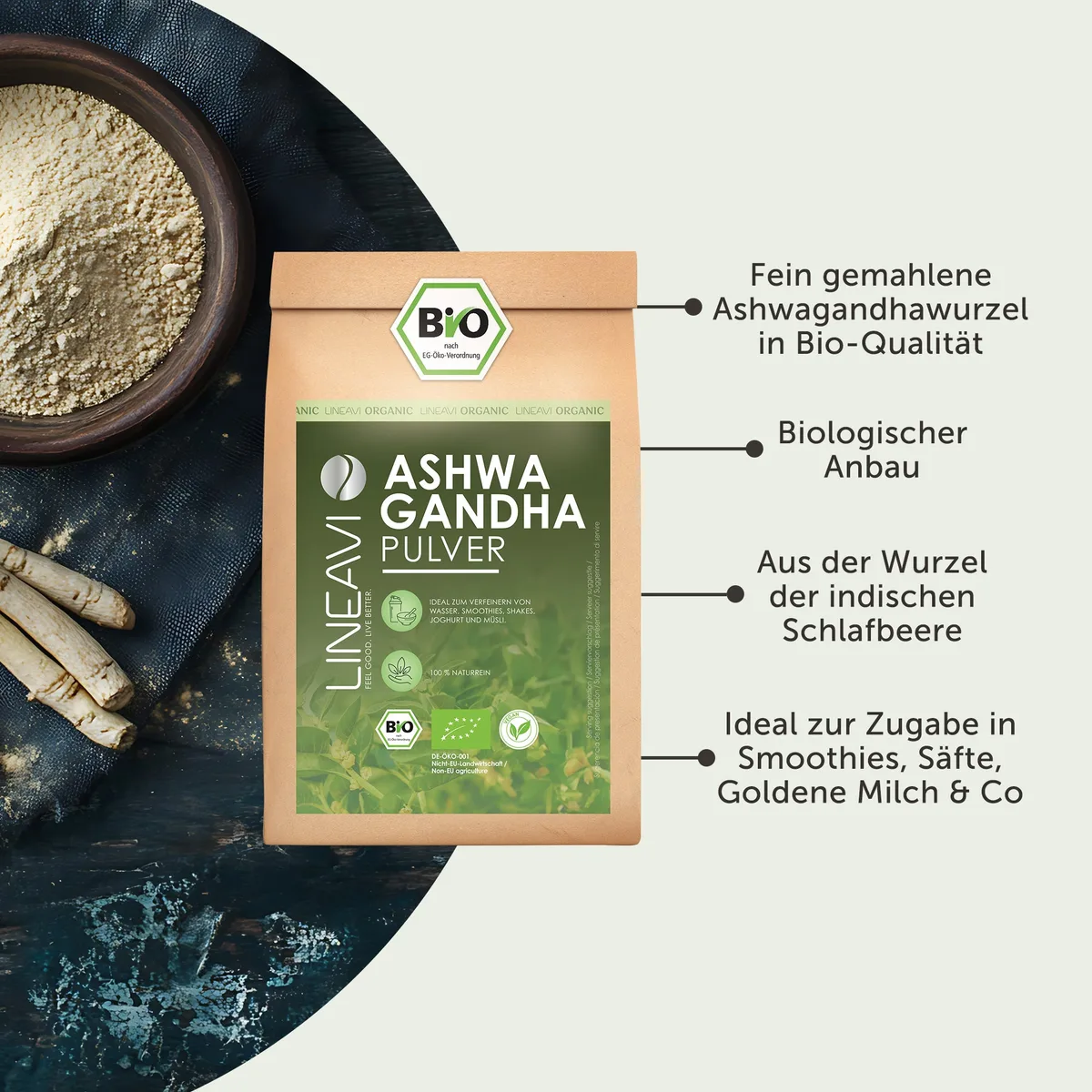 Ashwagandhapulver bio (1000g) – Bild 3