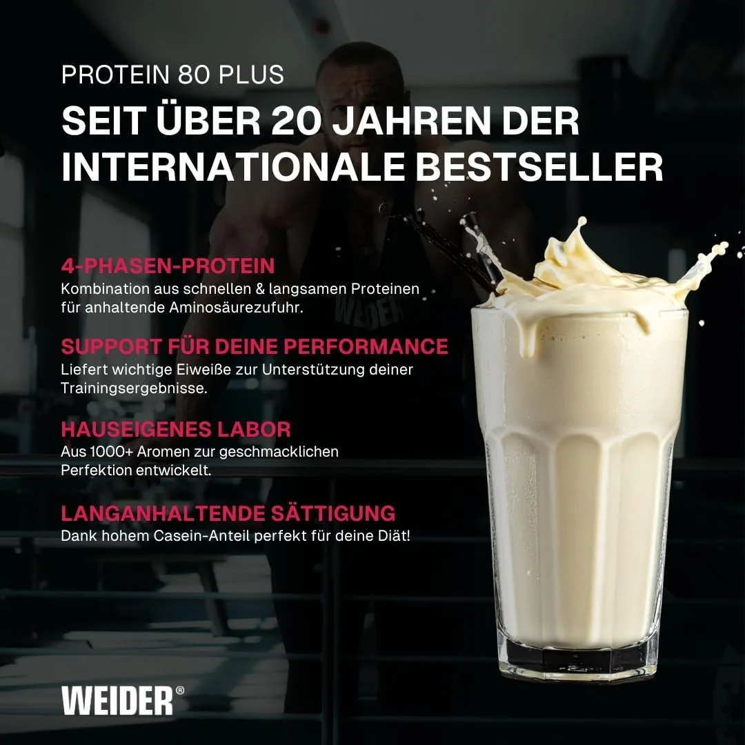 Weider - Protein 80 Plus - 4-Komponenten Protein Pulver - Hoher Proteingehalt mit 80% Eiweiß - Cremige Shakes mit Calcium & Vitamin B6 - 500g - Apple Crumble – Bild 3