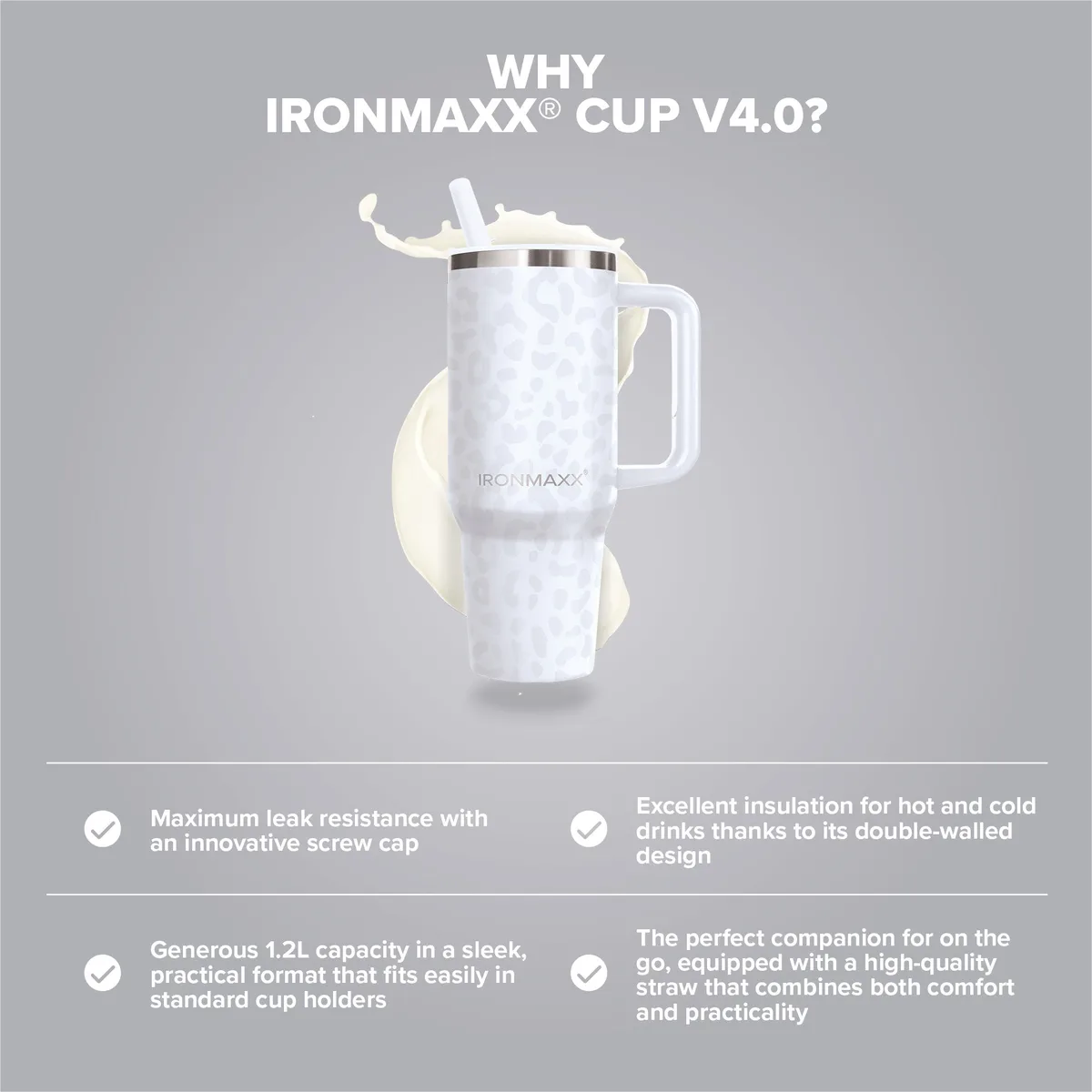 IronMaxx Cup V4.0 (1200ml) - Leo-Style White – Bild 6