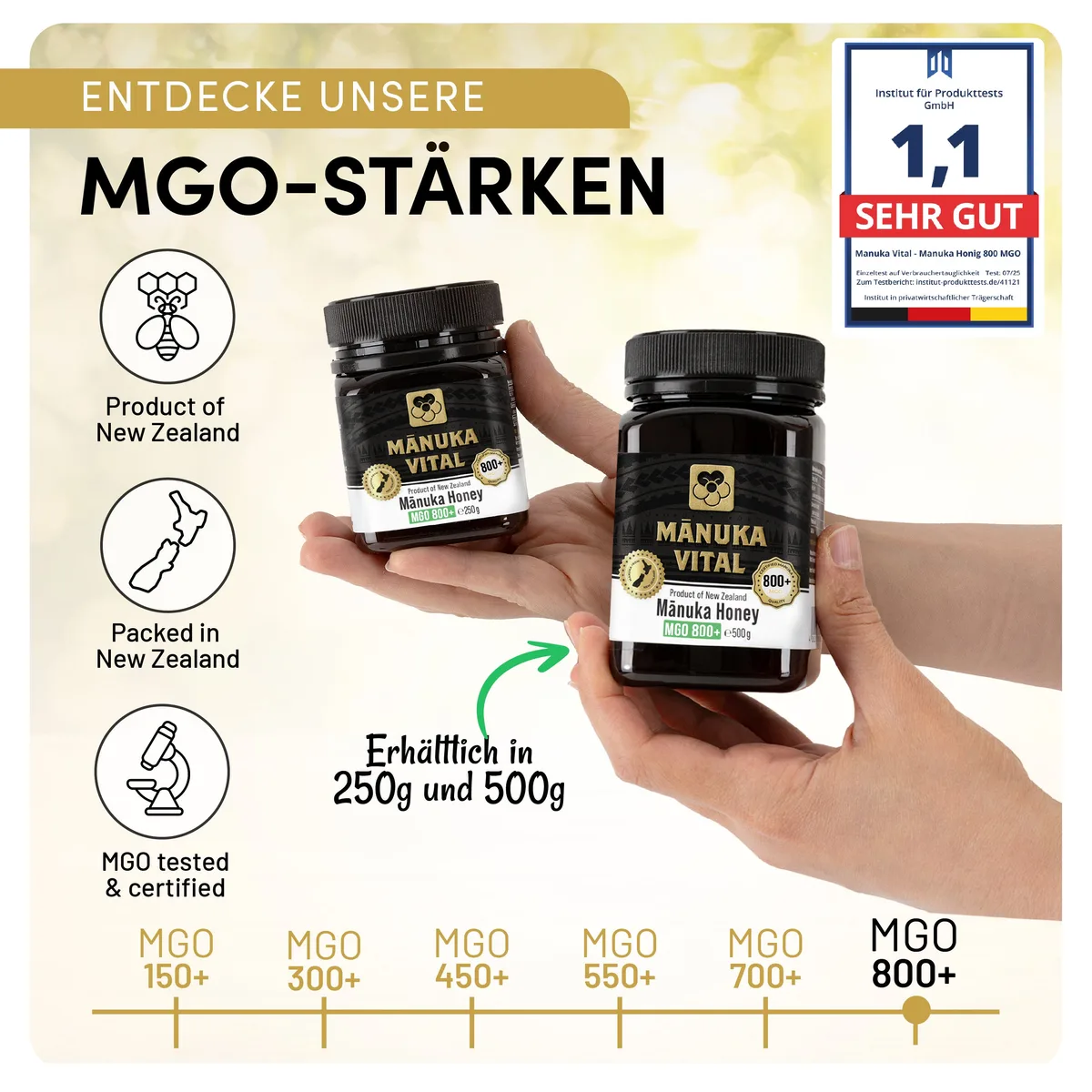 Manuka Vital Honig MGO 800+ (250g) – Bild 3