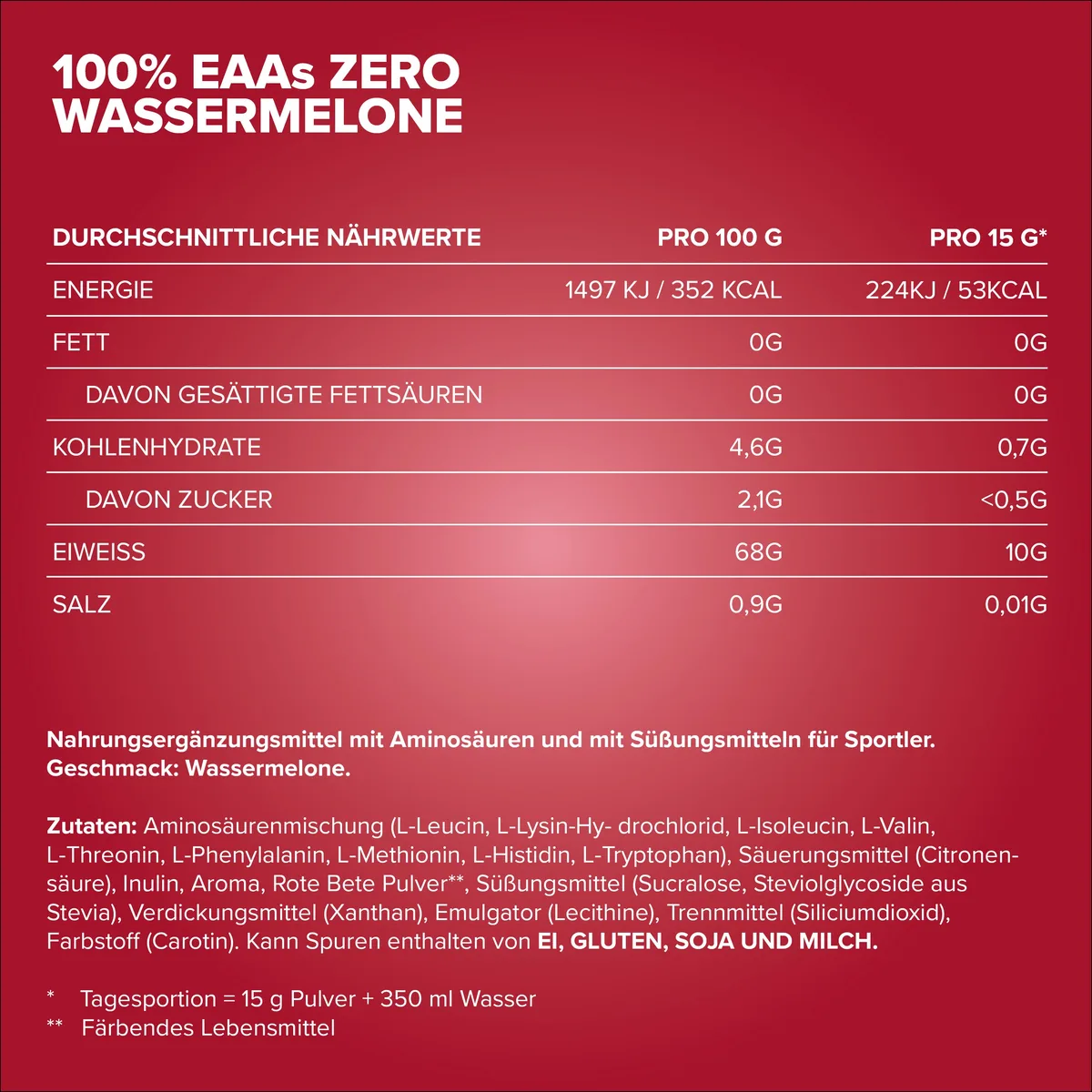 100% EAAs Zero (500g) - Wassermelone – Bild 4