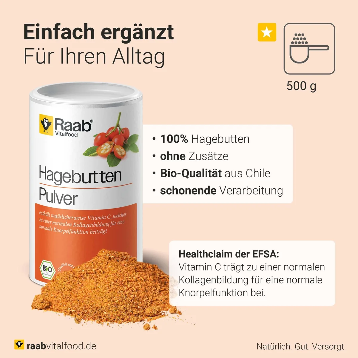 Bio Hagebutten Pulver (500g) – Bild 3