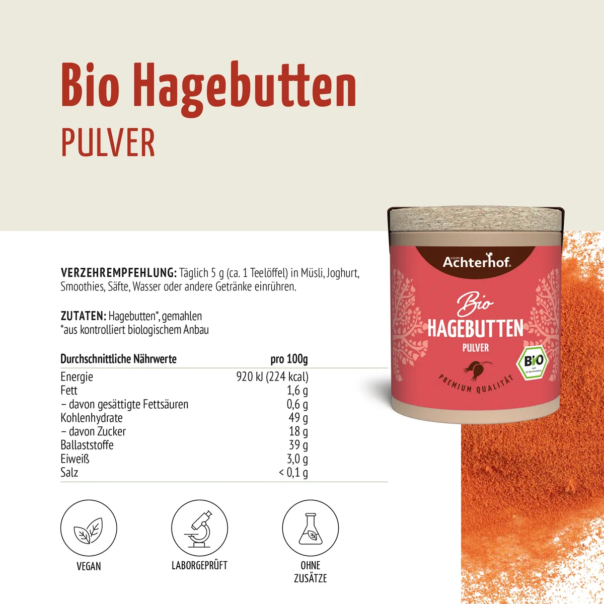 Bio Hagebutten Pulver (50g) – Bild 8