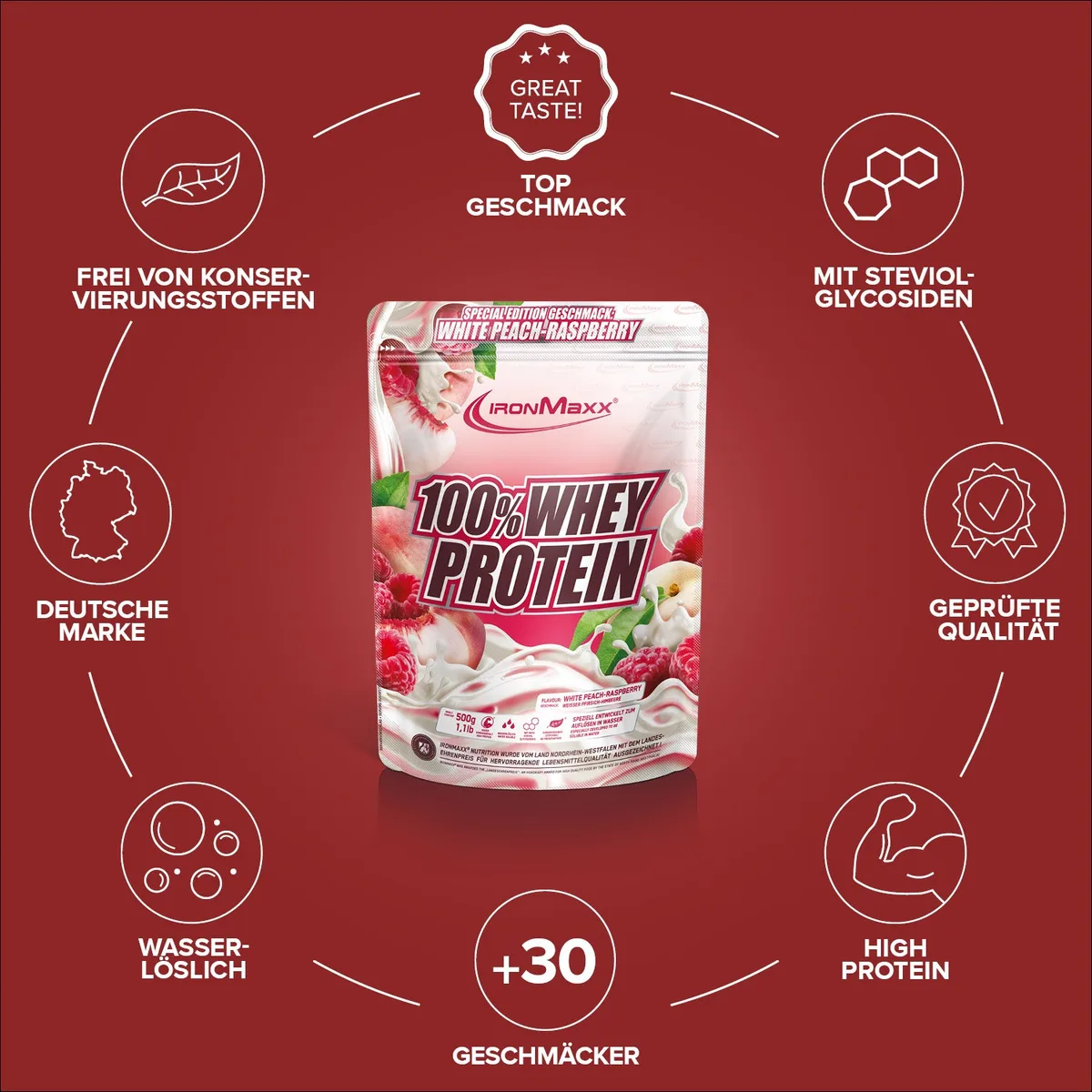 100% Whey Protein (500g) - White Peach Raspberry (Special Edition) – Bild 5