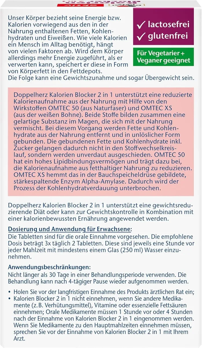 Kalorien Blocker 2 in 1 (30 Tabletten) – Bild 2
