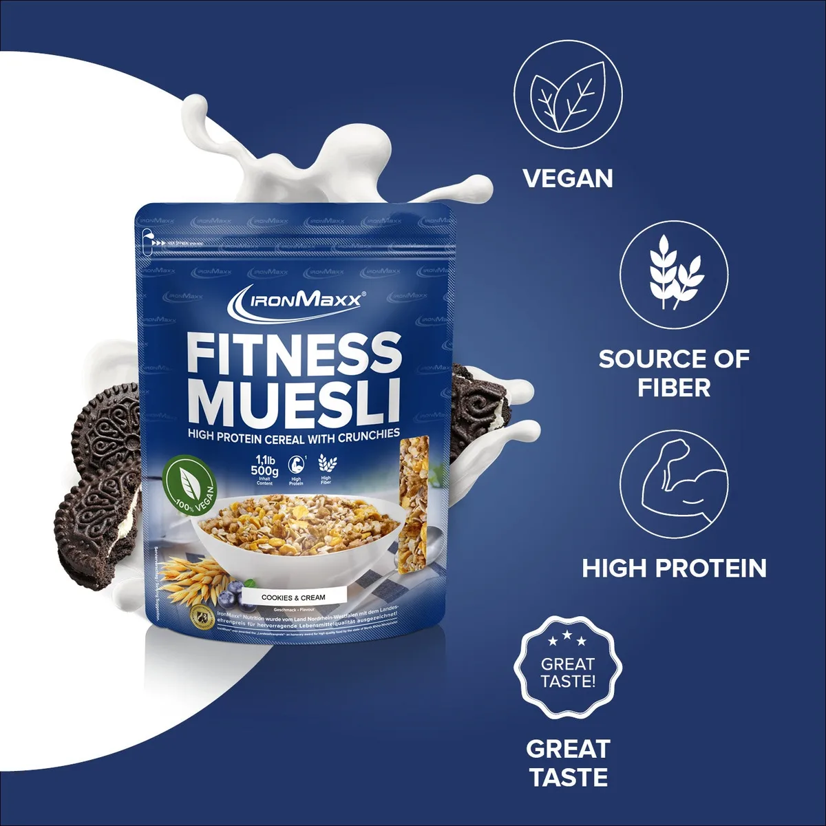 Fitness Müsli (500g) - Cookies & Cream – Bild 2
