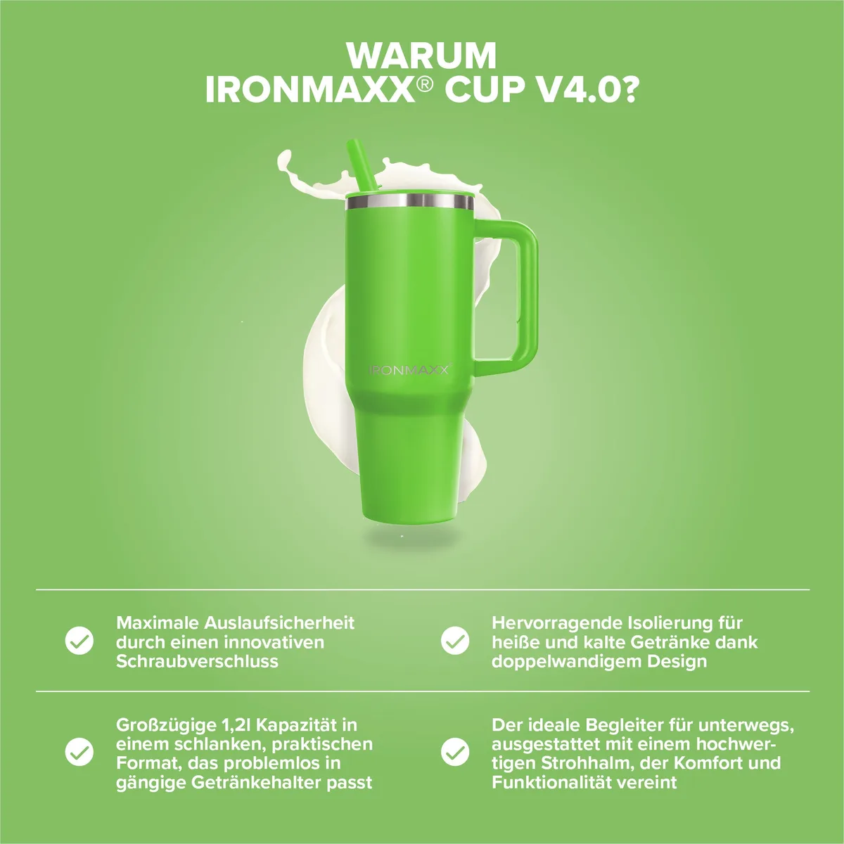 IronMaxx Cup V4.0 (1200ml) - Active Green – Bild 3