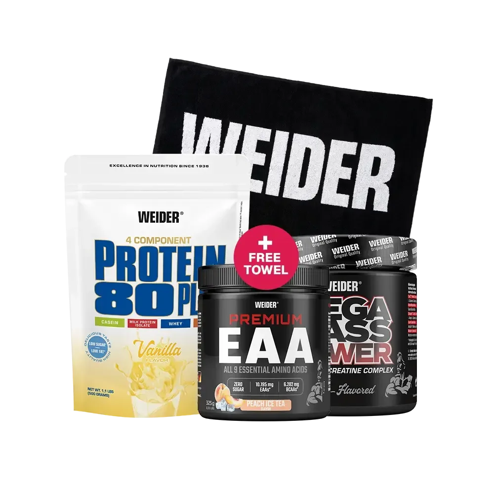 Performance Bundle: Dein Komplett-System für Muskelaufbau - 500g Multifruit / Brownie Double-Choc