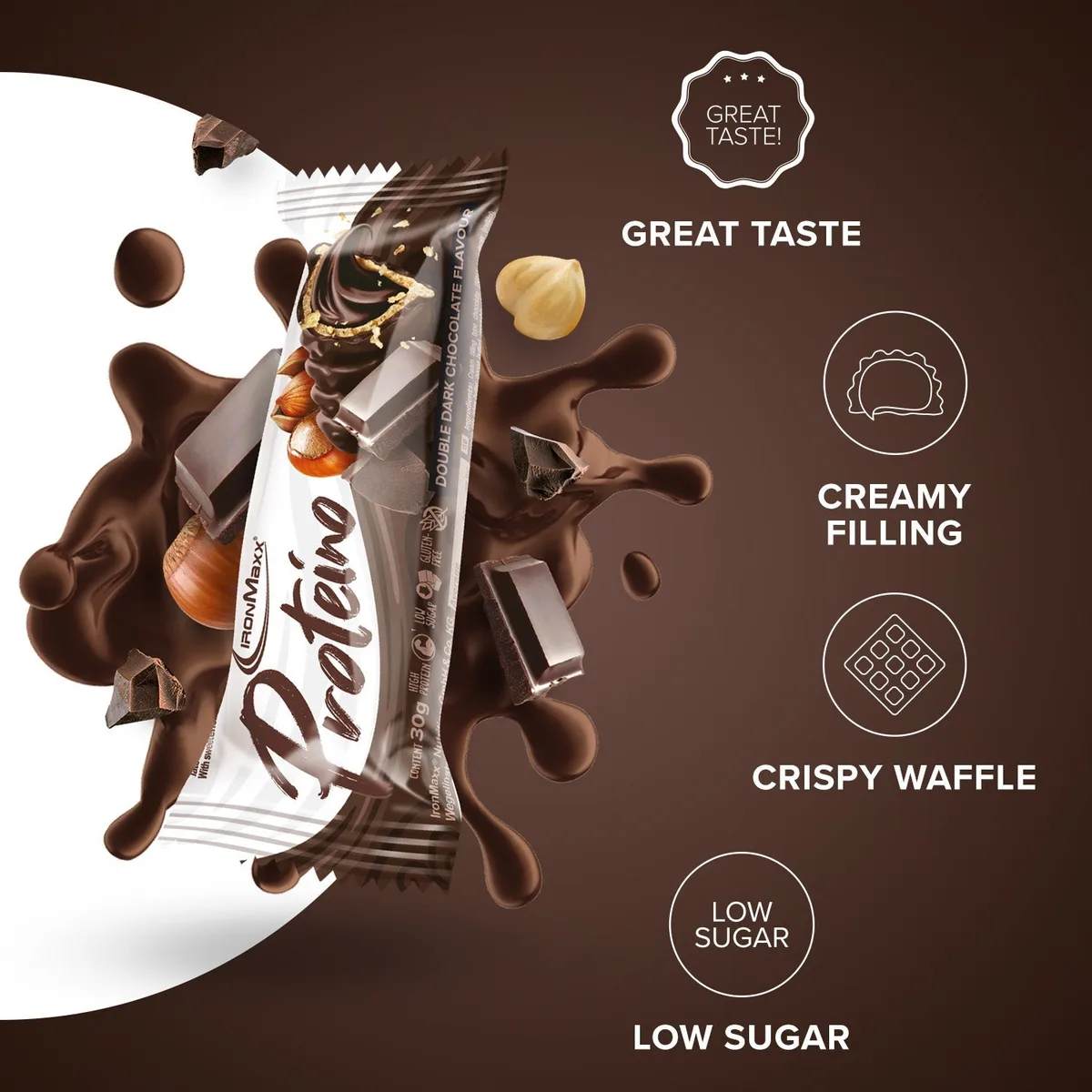 Proteino (12x30g) - Double Dark Chocolate – Bild 2