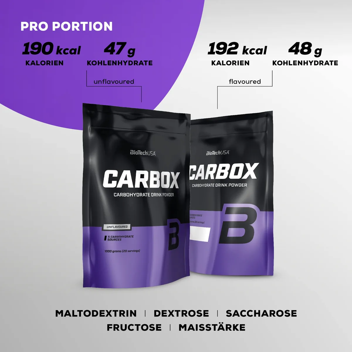 BioTechUSA Carbox, Getränkepulver mit 5 verschiedenen Arten an Kohlehydraten, 1 kg, ohne Geschmack – Bild 6
