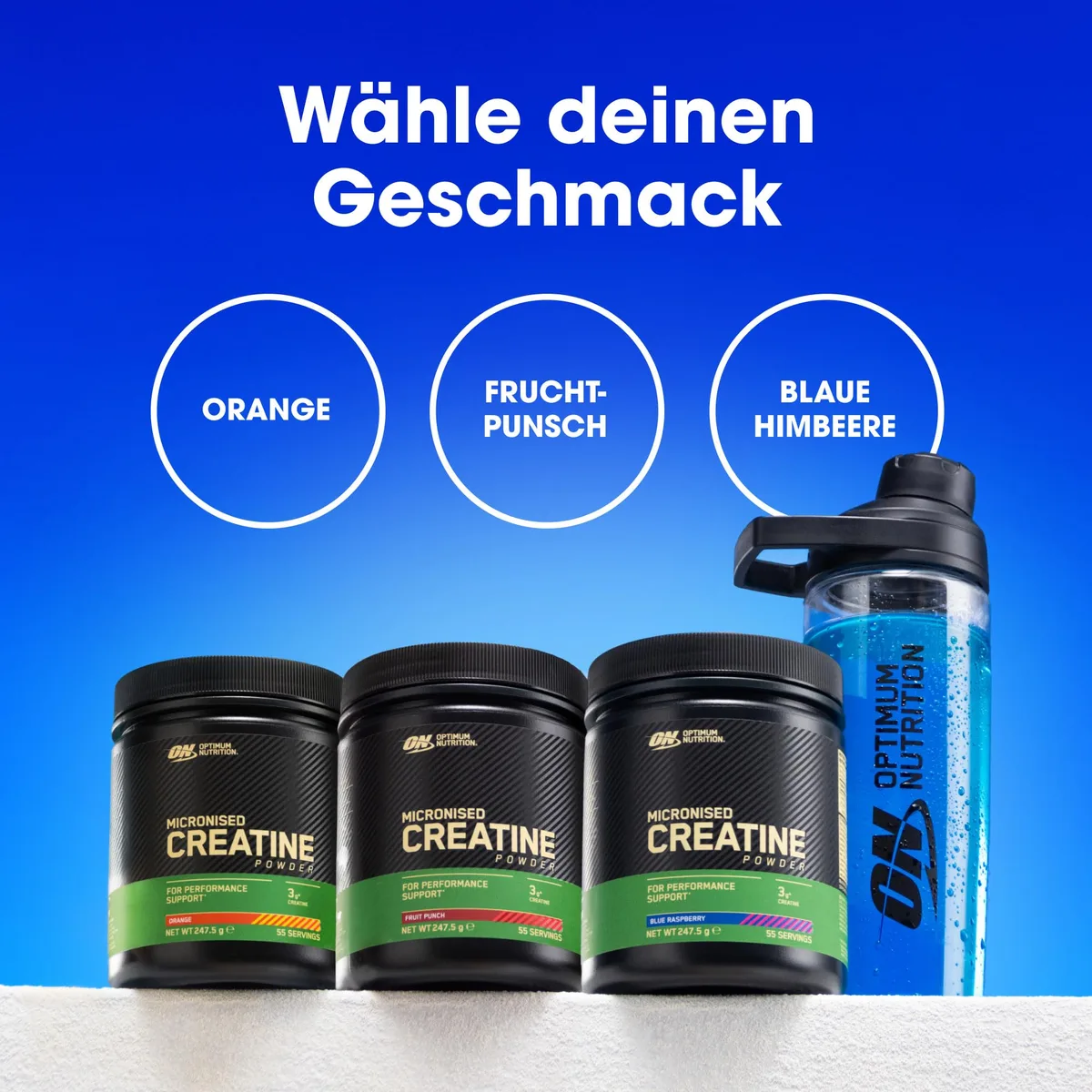 Optimum Nutrition Mikronisiertes Kreatin Pulver, Geschmack Blue Raspberry, 360g, 80 Portionen – Bild 6