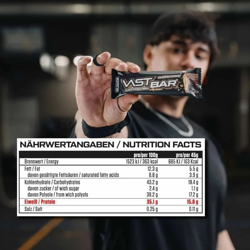 VAST Sports Crisp Bar Proteinriegel 12 x 45g BOX / Choco Crisp – Bild 4