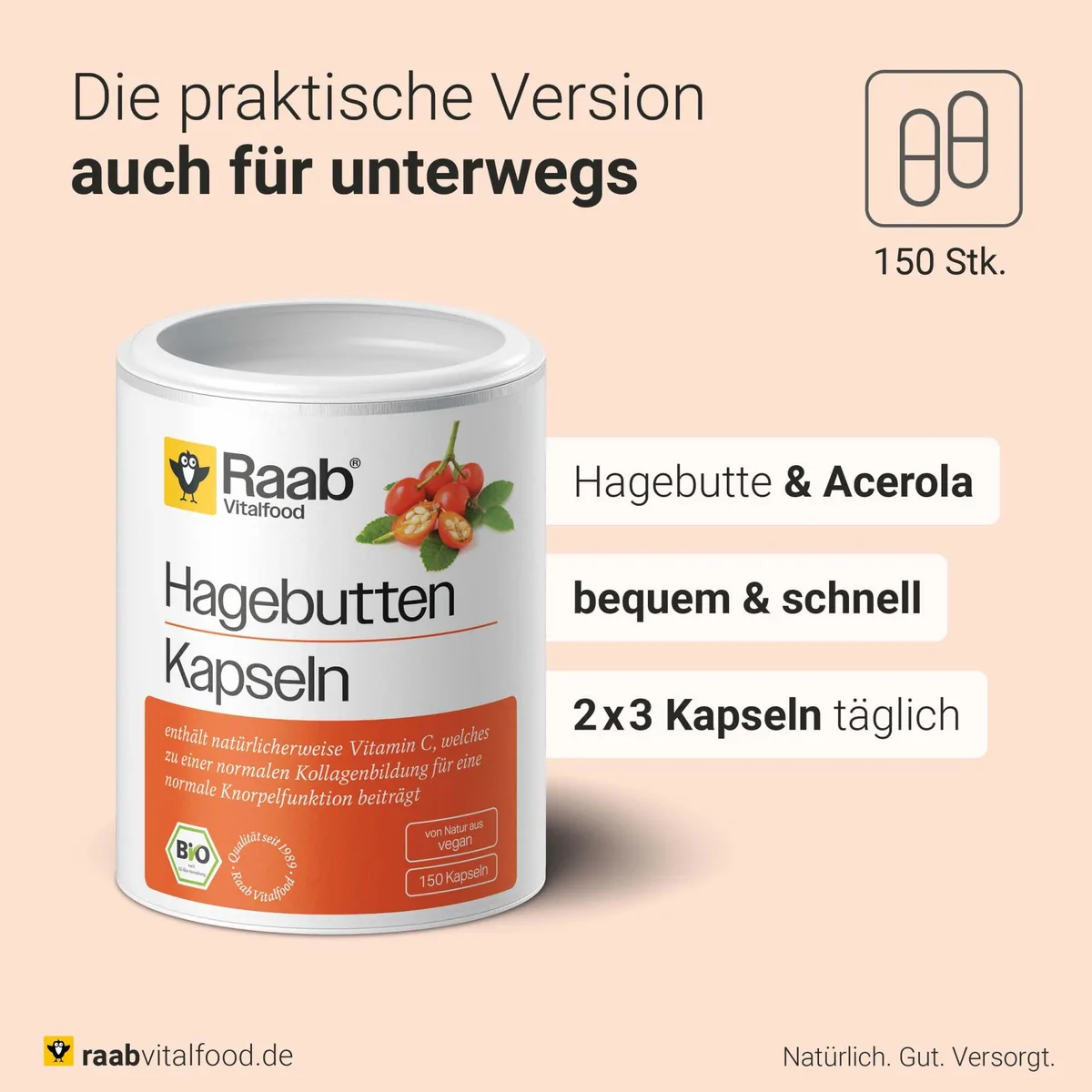 Hagebutte bio (150 Kapseln) – Bild 3