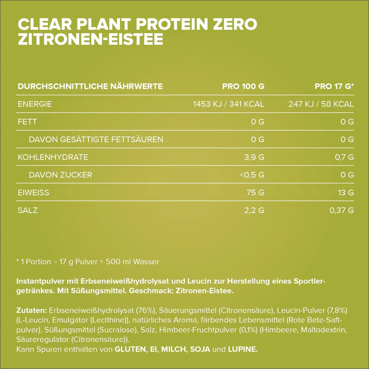 Clear Plant Protein ZERO (17g) - Lemon Ice Tea – Bild 4