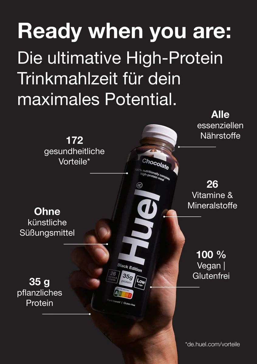 Huel Black Edition Trinkmahlzeit (500ml) Caffè Latte – Bild 2