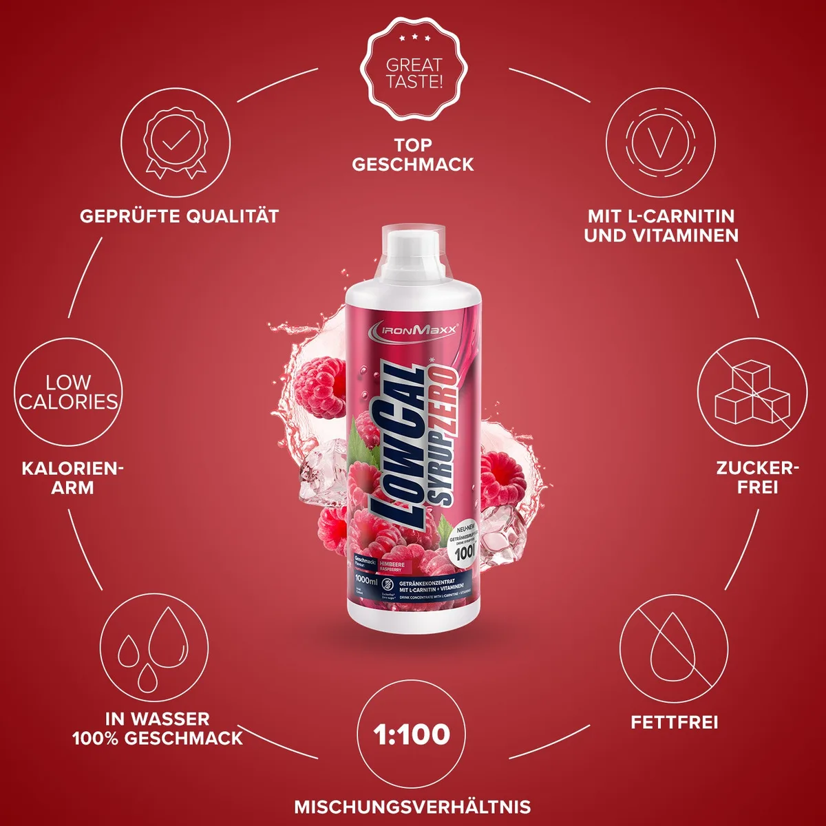 LowCal Syrup Zero (1000ml) - Himbeere – Bild 6