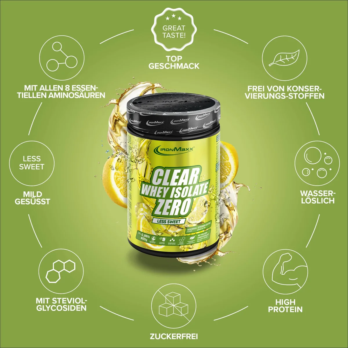 Clear Whey Isolate ZERO (400g) - "Less sweet" Lemon Ice Tea – Bild 5