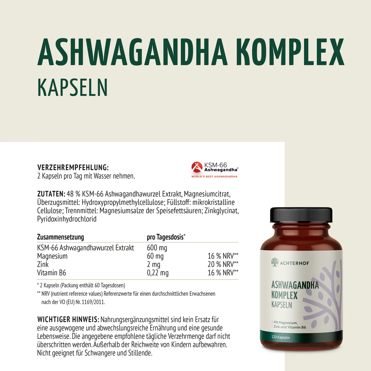 Ashwagandha Komplex (120 Kapseln) – Bild 6