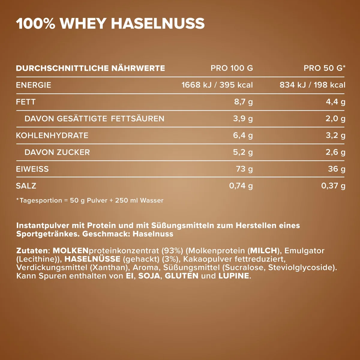 100% Whey Protein (900g) - Haselnuss – Bild 4