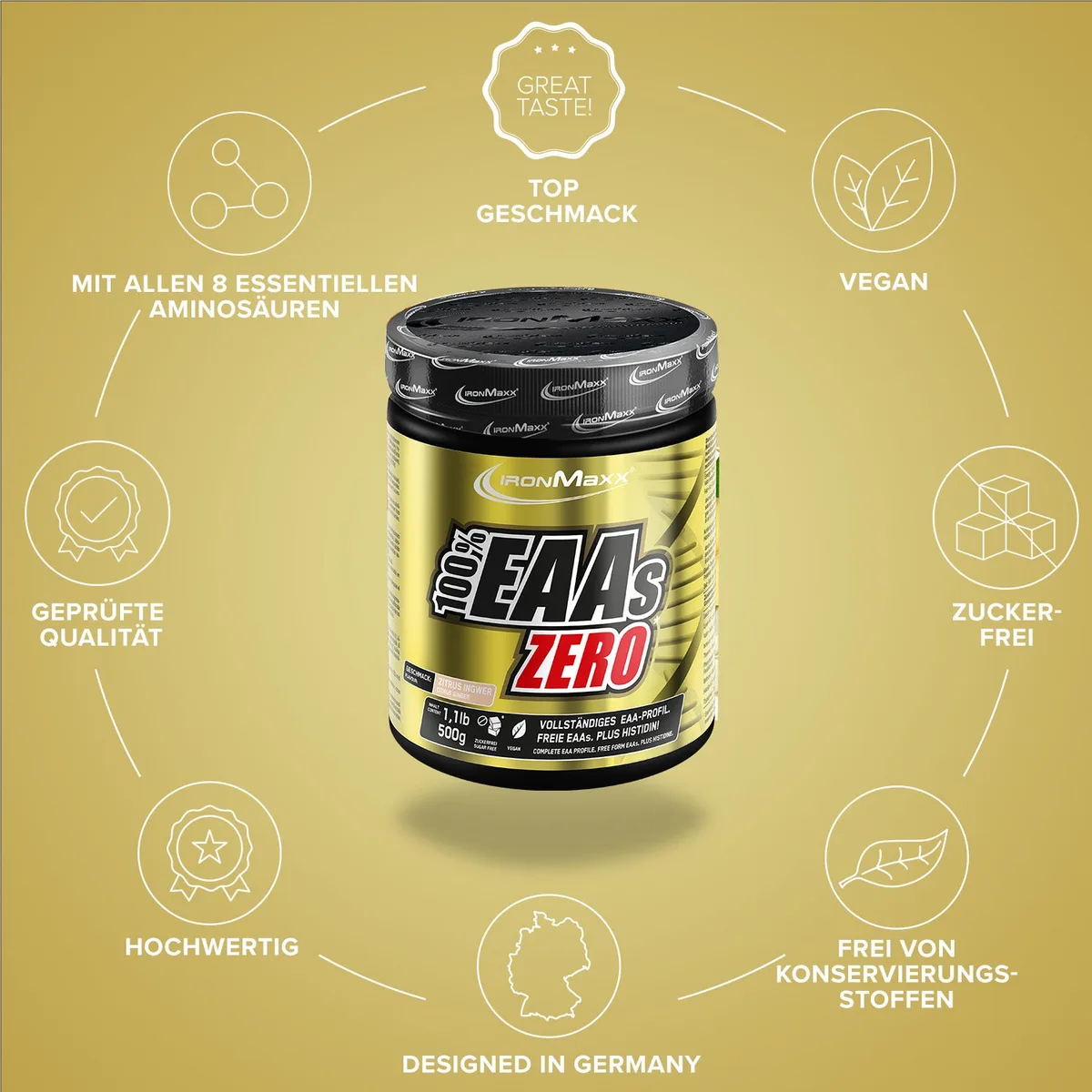 100% EAAs Zero (500g) - Zitrus-Ingwer – Bild 5