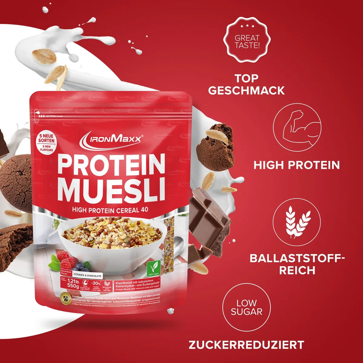 Protein Müsli (550g) - Cookies & Chocolate – Bild 7