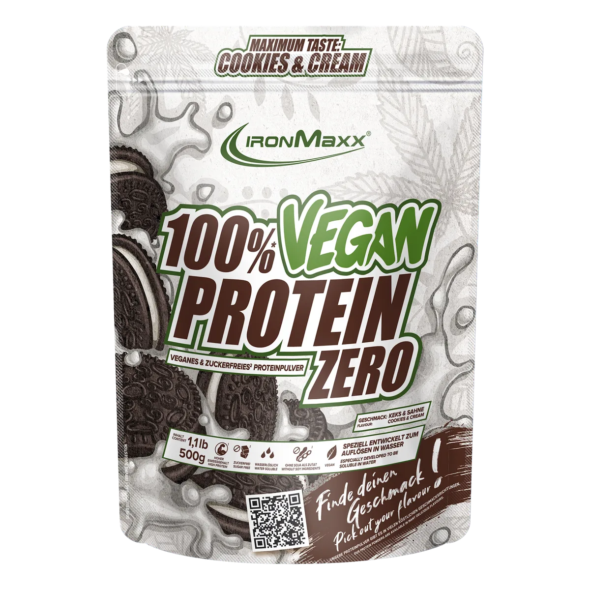 100% Vegan Protein Zero (500g) -  Cookies & Cream