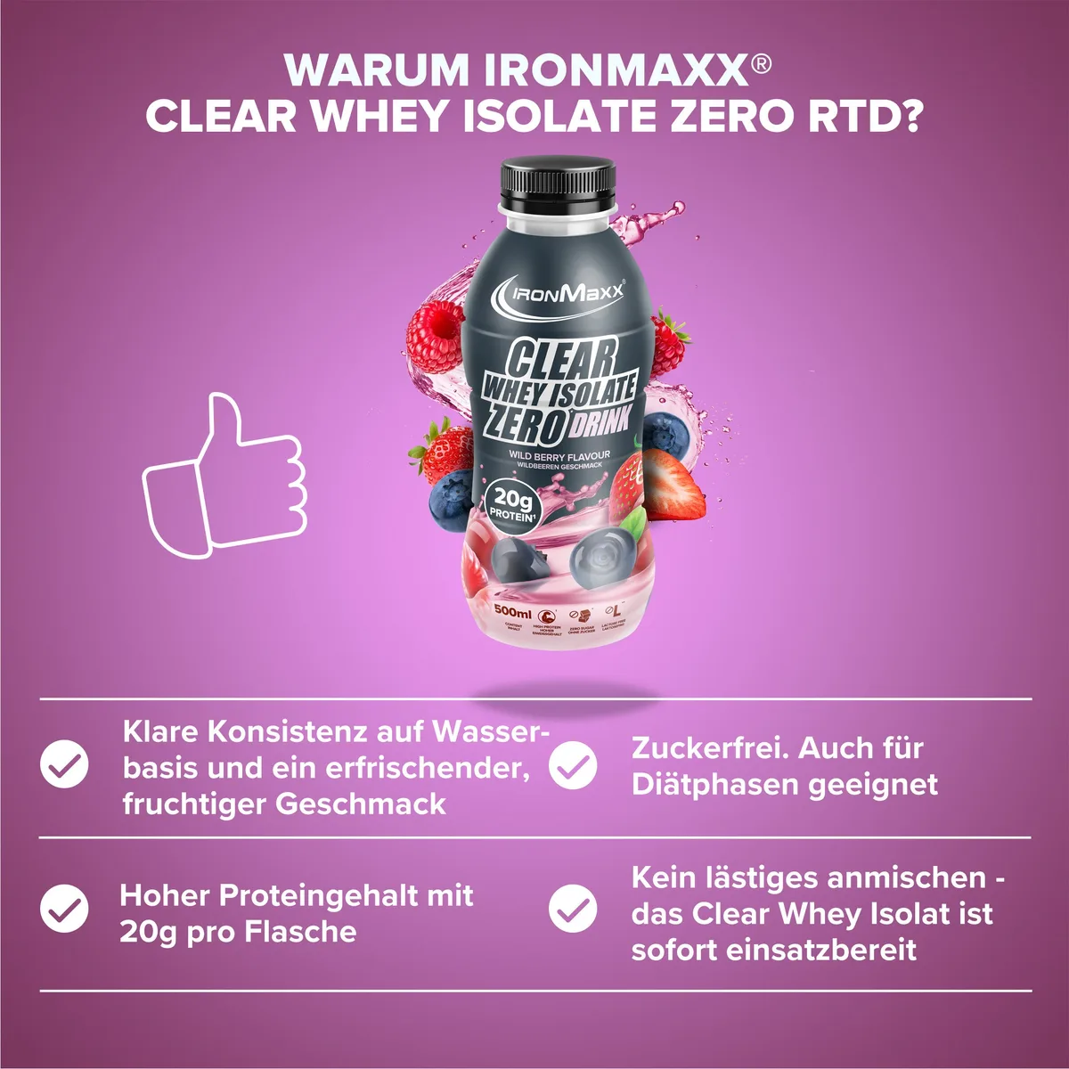Clear Whey Isolate RTD (500ml) - Wild Berries – Bild 3