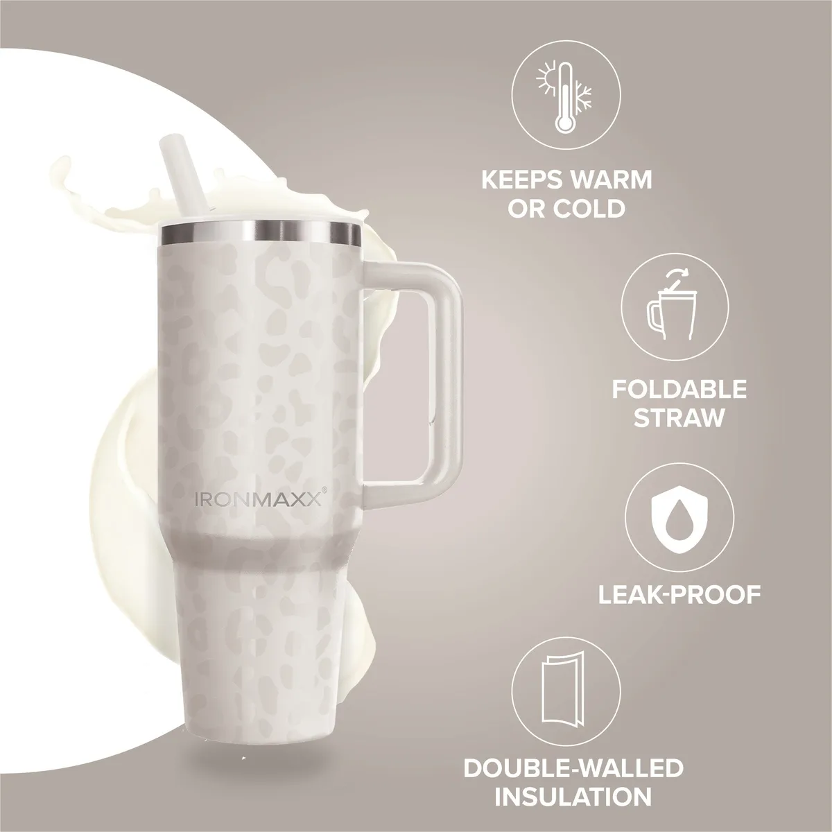 IronMaxx Cup V4.0 (1200ml) - Leo-Style Ivory – Bild 6
