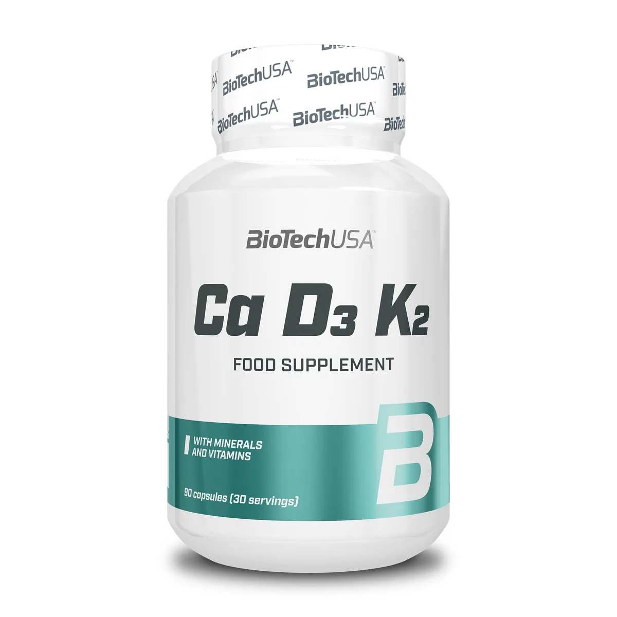 BioTechUSA Ca D3 K2,Calciumhaltiges Nahrungsergänzungsmittel in Kapselform mit Vitaminen und Mineralien, 90 Kapseln