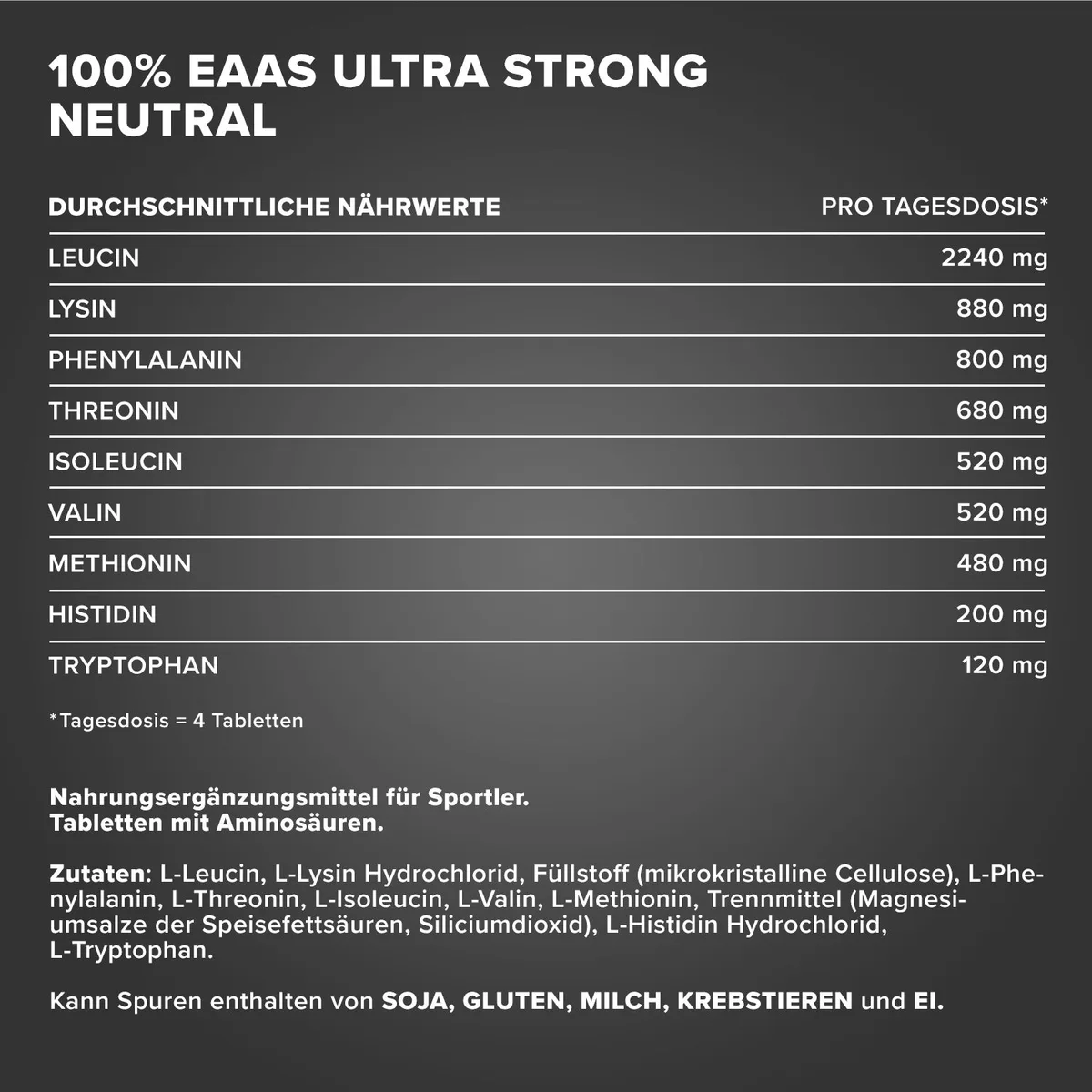 100% EAAs Ultra Strong - 180 Tabletten – Bild 4