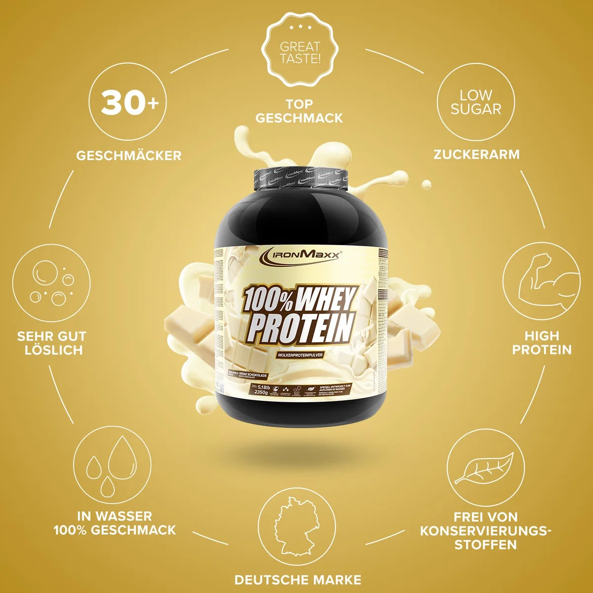 100% Whey Protein (2350g) - Weiße Schokolade – Bild 5