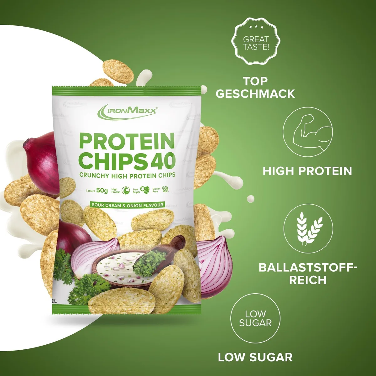 Protein Chips 40 (50g) - Sour Cream & Onion – Bild 7
