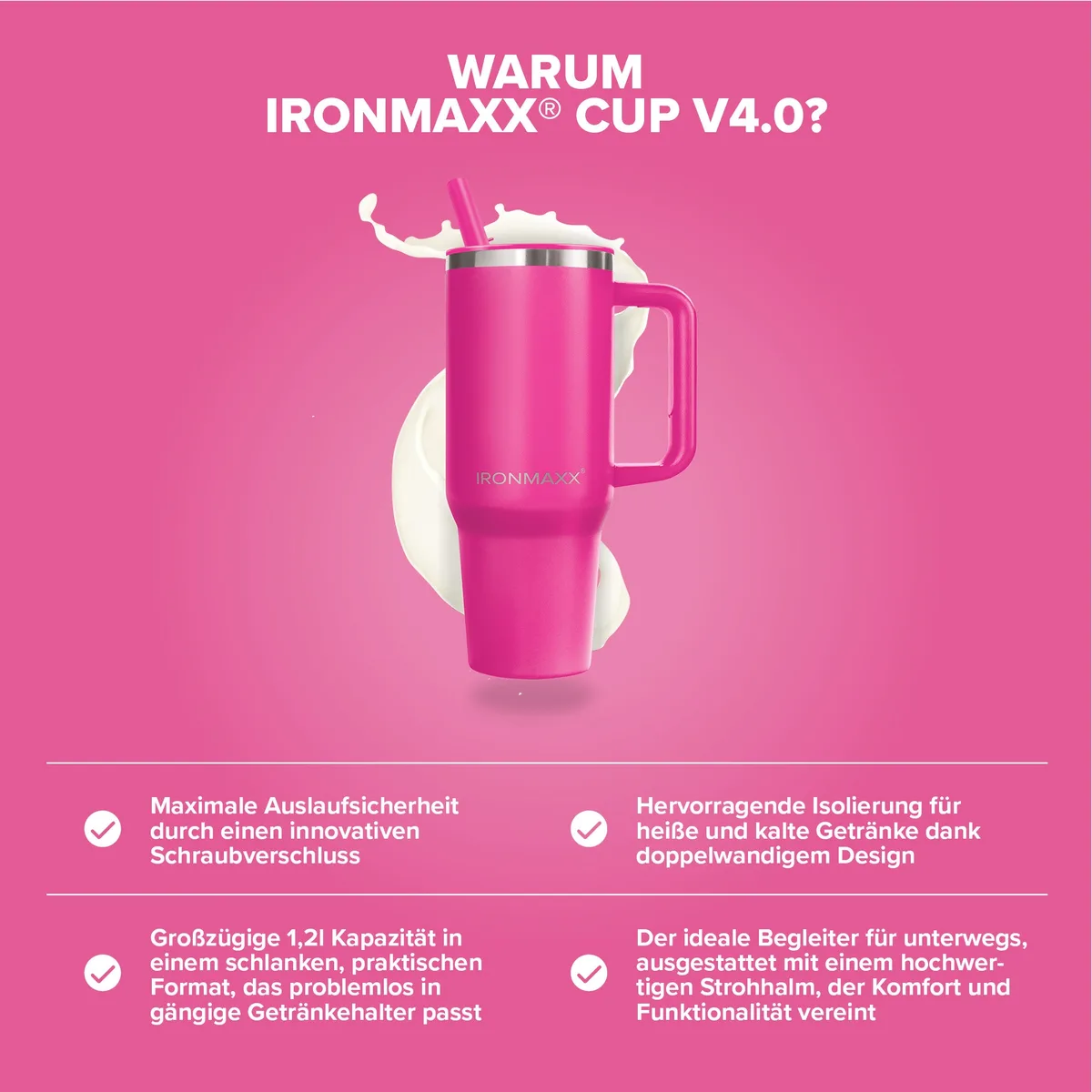 IronMaxx Cup V4.0 (1200ml) - Active Pink – Bild 3