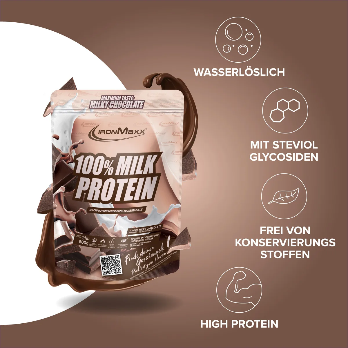 100% Milk-Protein (500g) - Milky Chocolate – Bild 3