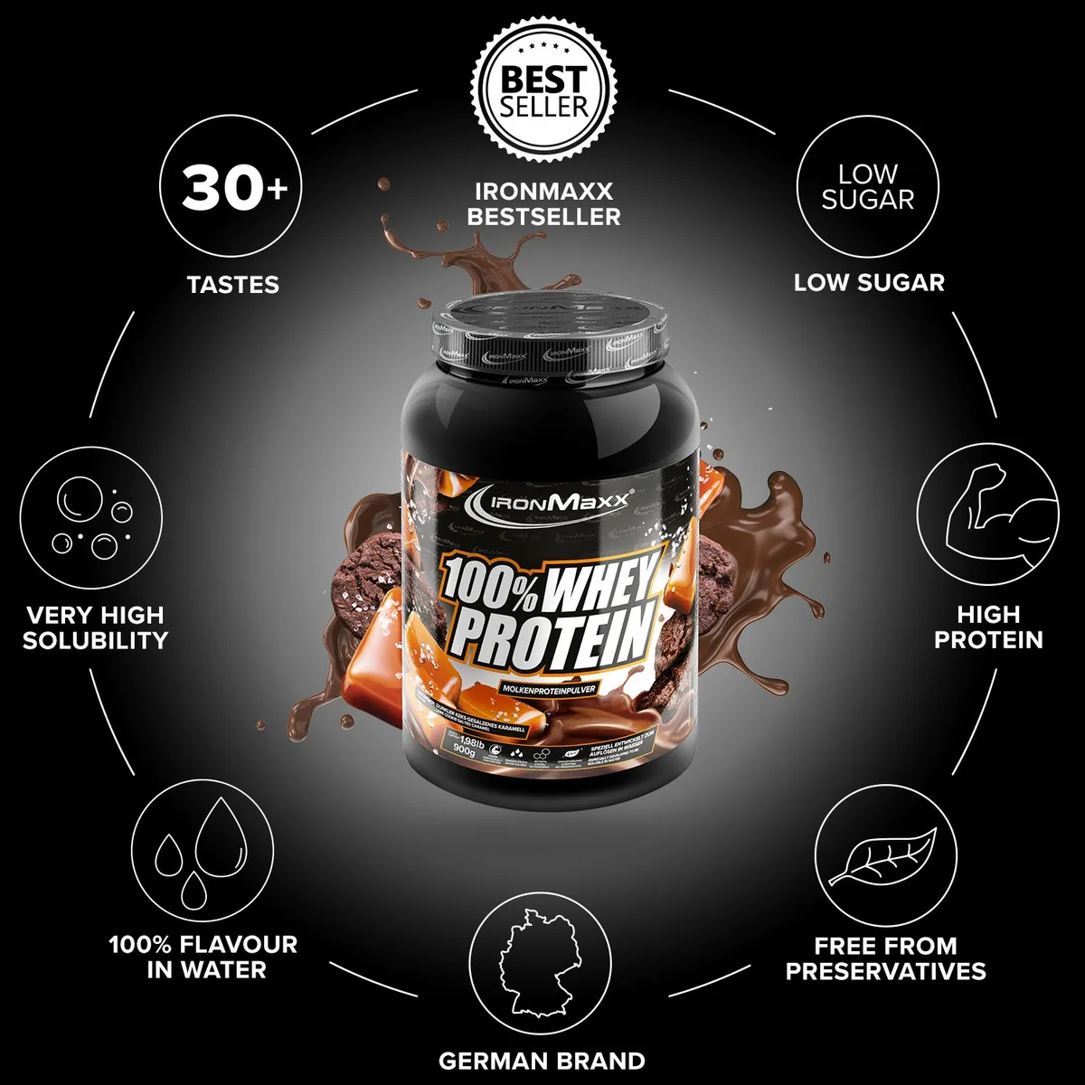 100% Whey Protein (900g) - Dark Cookies Salted Caramel – Bild 5