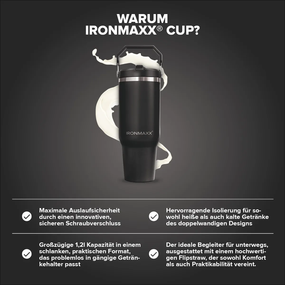 IronMaxx Cup V5.0 (1200ml) - Black – Bild 3