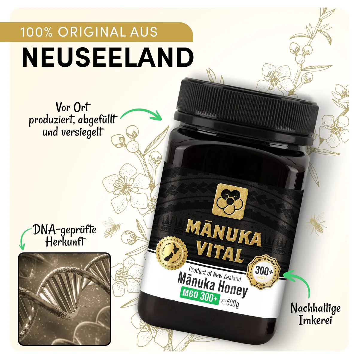 Manuka Vital Honig MGO 300+ (500g) – Bild 2