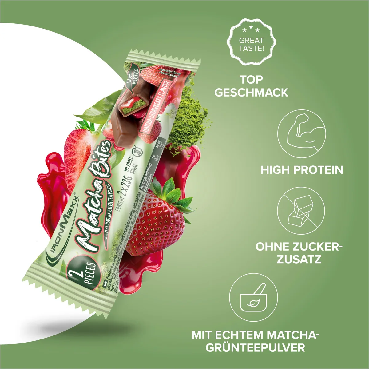 Matcha Bites (24x46g) - Matcha-Strawberry – Bild 3