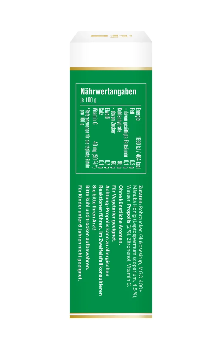 Manuka MGO 400+ Hustenbonbons (100g) Ingwer-Zitrone – Bild 3