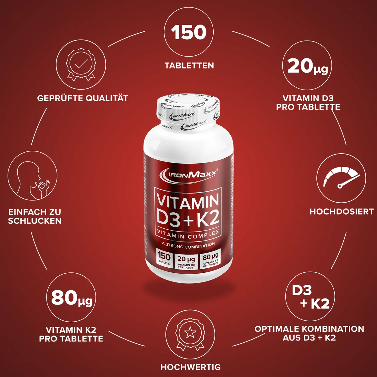 Vitamin D3 + K2 - 150 Tabletten – Bild 6