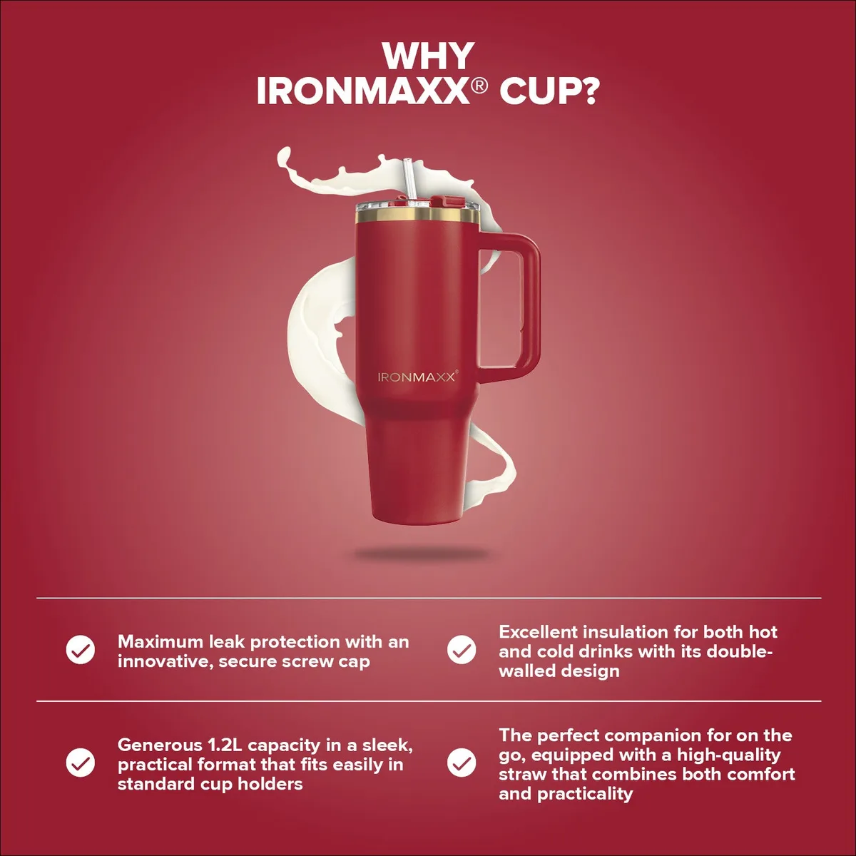 IronMaxx Cup V3.0 (1200ml) - Ruby Red – Bild 7