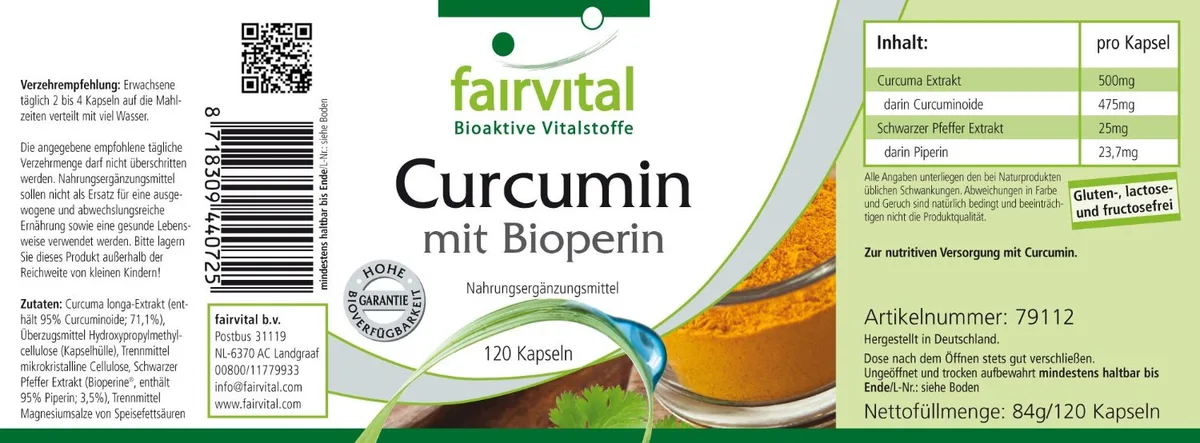 Curcumin mit Bioperin (120 Kapseln) – Bild 2