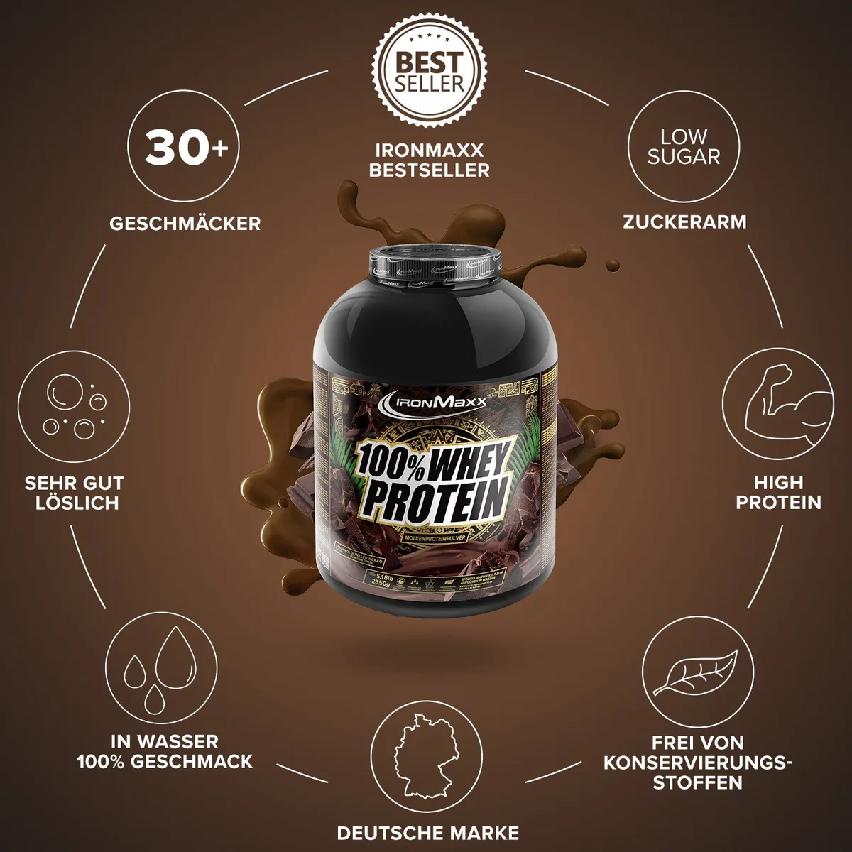 100% Whey Protein (2350g) - Pure Dark Cocoa – Bild 5