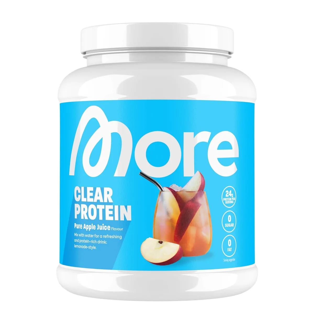 MORE Clear Protein, Pure Apple Juice, 600 g, Protein Drink mit Whey Isolat, Clear Whey - made in Germany